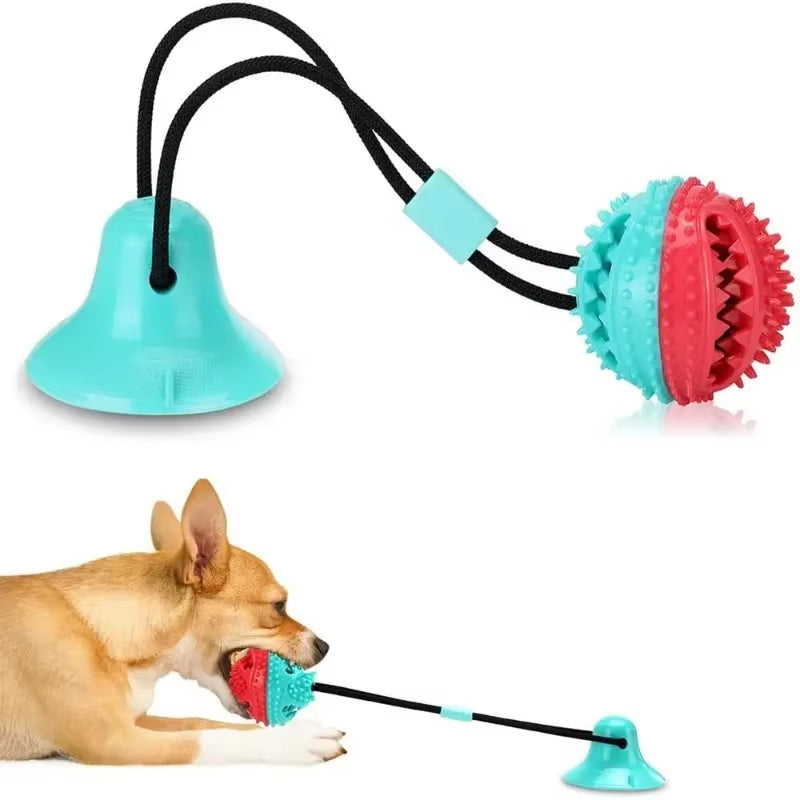 Interactive Dog Toys Tug of War Ball in Red and Turquoise for Large Breed Dogs - Mentally Stimulating Teething Toy