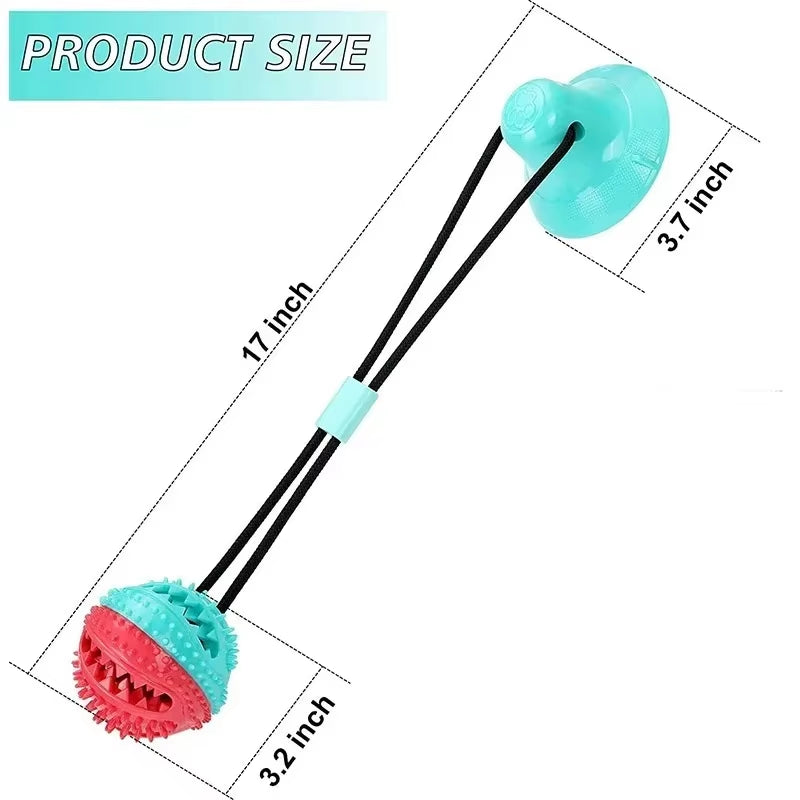 Interactive Dog Toys Tug of War Ball in Red and Turquoise for Large Breed Dogs - Mentally Stimulating Teething Toy